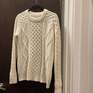 White cableknit sweater
